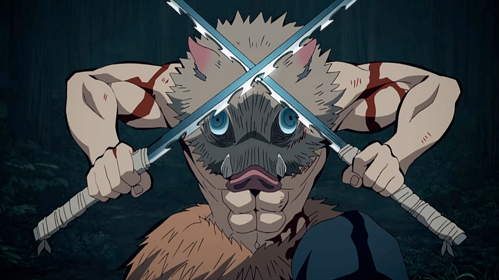 귀멸의 칼날 애니메이션 속 이노스케의 모습